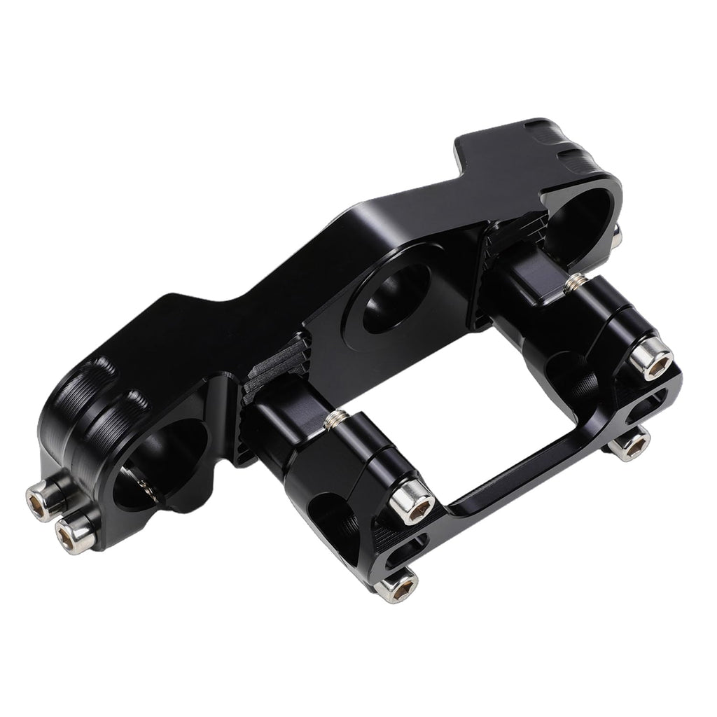 Triple Clamp with Risers Set for TTR 110 TTR110E TTR 110E 2008-2025, CNC Machined Aluminum Alloy | Handlebar Riser | Hard-Anodized | Direct Fit | Easy Installation Black