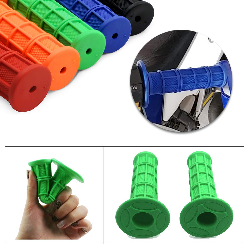 Worldmotop Motorcycle Handlebar Grips Non-Slip Soft Rubber Grips Handlebar with 7/8" 22mm 24mm Replacement for All Off Road ATV Dirt Bike, Bike Handle Grips(Green)