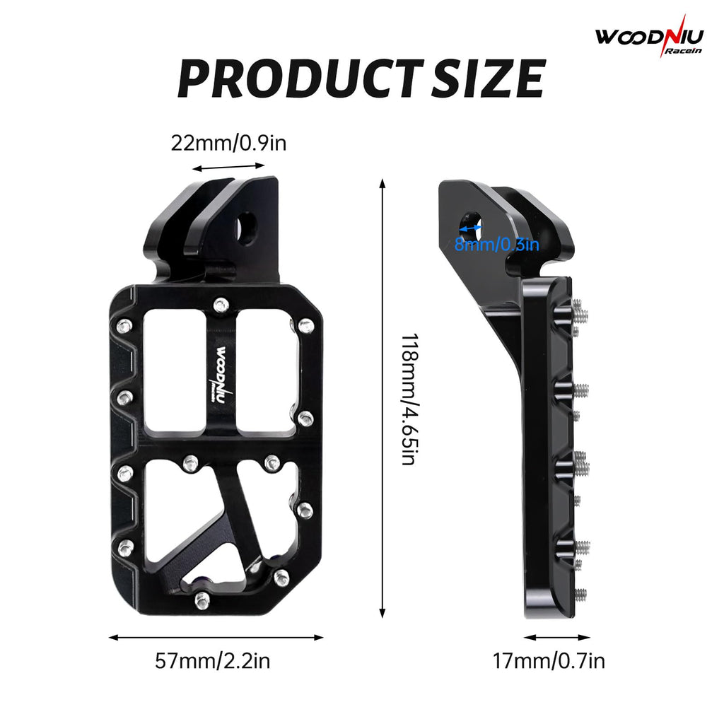 Dirt Bike Foot Pegs for Ebike Surron Light Bee X S, Color Prickly Peg,Motorcycle Aluminum Alloy Pedal for Segway X160 X260/Talaria X3 X4/E Ride PRO SS,Black Body with Dazzling Spikes