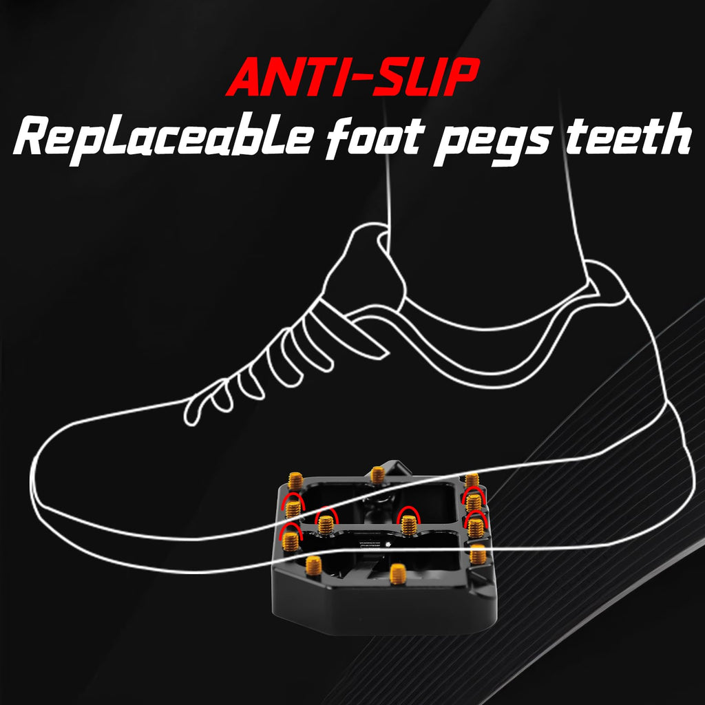 Dirt Bike Foot Pegs for Ebike Surron Light Bee X S, Color Prickly Peg,Motorcycle Aluminum Alloy Pedal for Segway X160 X260/Talaria X3 X4/E Ride PRO SS,Black Body with Dazzling Spikes