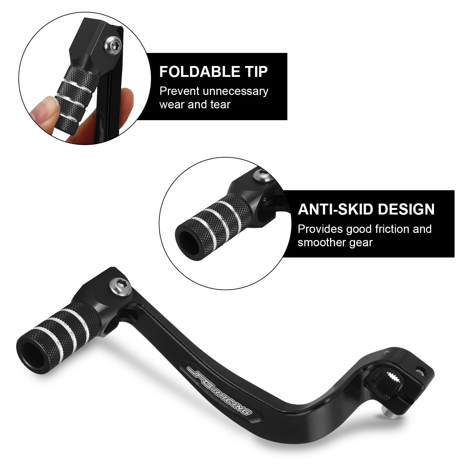 JFG RACING Motorcycle Gear Shifter Shift Lever Folding Tip CNC for CRF 110 CRF110F 2013-2023 TTR 110 08-09 11-21 Black