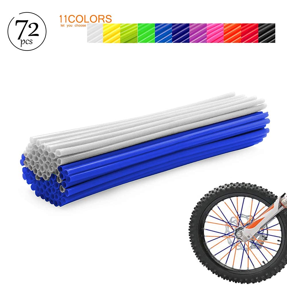 Worldmotop 72Pcs Dirt Bike Spoke Covers Wheel Spoke Wraps Wheel Rim Spoke Skins Universal Replacement for Yamaha Honda BMW Suzuki Kawasaki(green)