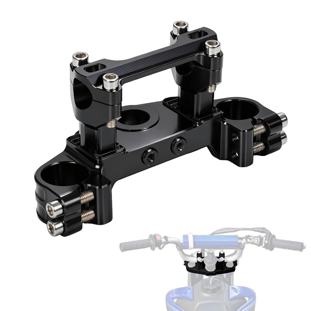 Triple Clamp with Risers Set for TTR 110 TTR110E TTR 110E 2008-2025, CNC Machined Aluminum Alloy | Handlebar Riser | Hard-Anodized | Direct Fit | Easy Installation Black