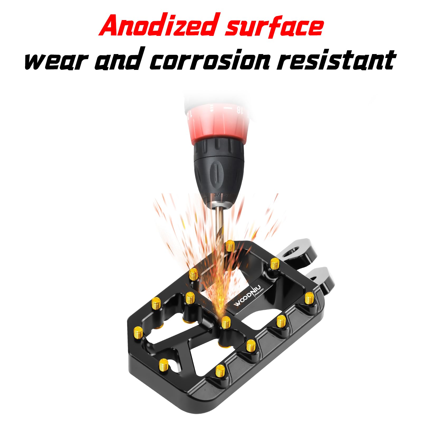 Dirt Bike Foot Pegs for Ebike Surron Light Bee X S, Color Prickly Peg,Motorcycle Aluminum Alloy Pedal for Segway X160 X260/Talaria X3 X4/E Ride PRO SS,Black Body with Dazzling Spikes