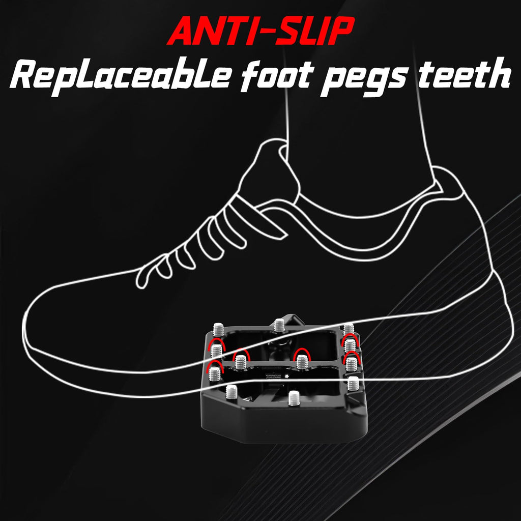 Dirt Bike Foot Pegs for Ebike Surron Light Bee X S, Color Prickly Peg,Motorcycle Aluminum Alloy Pedal for Segway X160 X260/Talaria X3 X4/E Ride PRO SS,Black Body with Dazzling Spikes