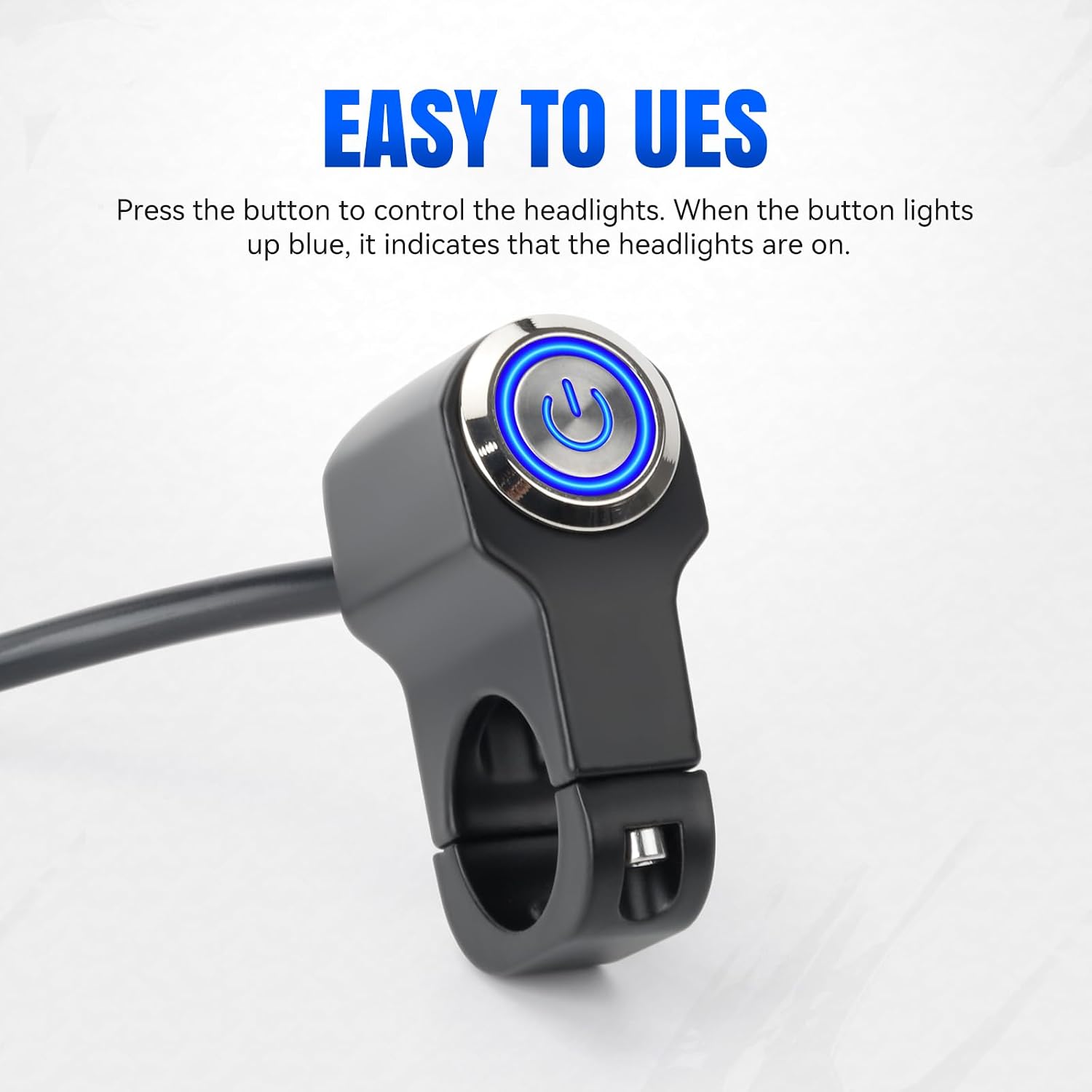 Sur Ron Headlight Switch, Plug & Play Motorcycle Light On/Off Switch Compatible with Surron Light Bee X/S, Segway X160/X260, Talaria Sting MX3 – Aluminum Alloy, Blue Halo LED