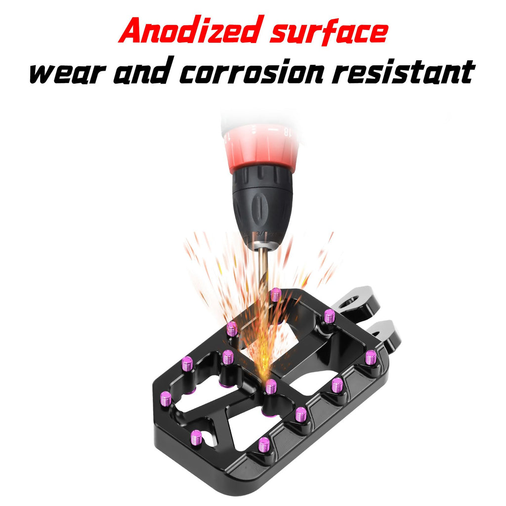 Dirt Bike Foot Pegs for Ebike Surron Light Bee X S, Color Prickly Peg,Motorcycle Aluminum Alloy Pedal for Segway X160 X260/Talaria X3 X4/E Ride PRO SS,Black Body with Dazzling Spikes