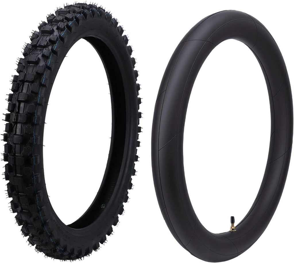 Tbest 80/100-19 Dirt Bike Tire with 3.00-19 Inner Tube, Off Road Motorcycle Tire, Enhanced Traction and Grip, Improved Riding Comfort, Snow, Mud, Sand, Compatible with Surron,