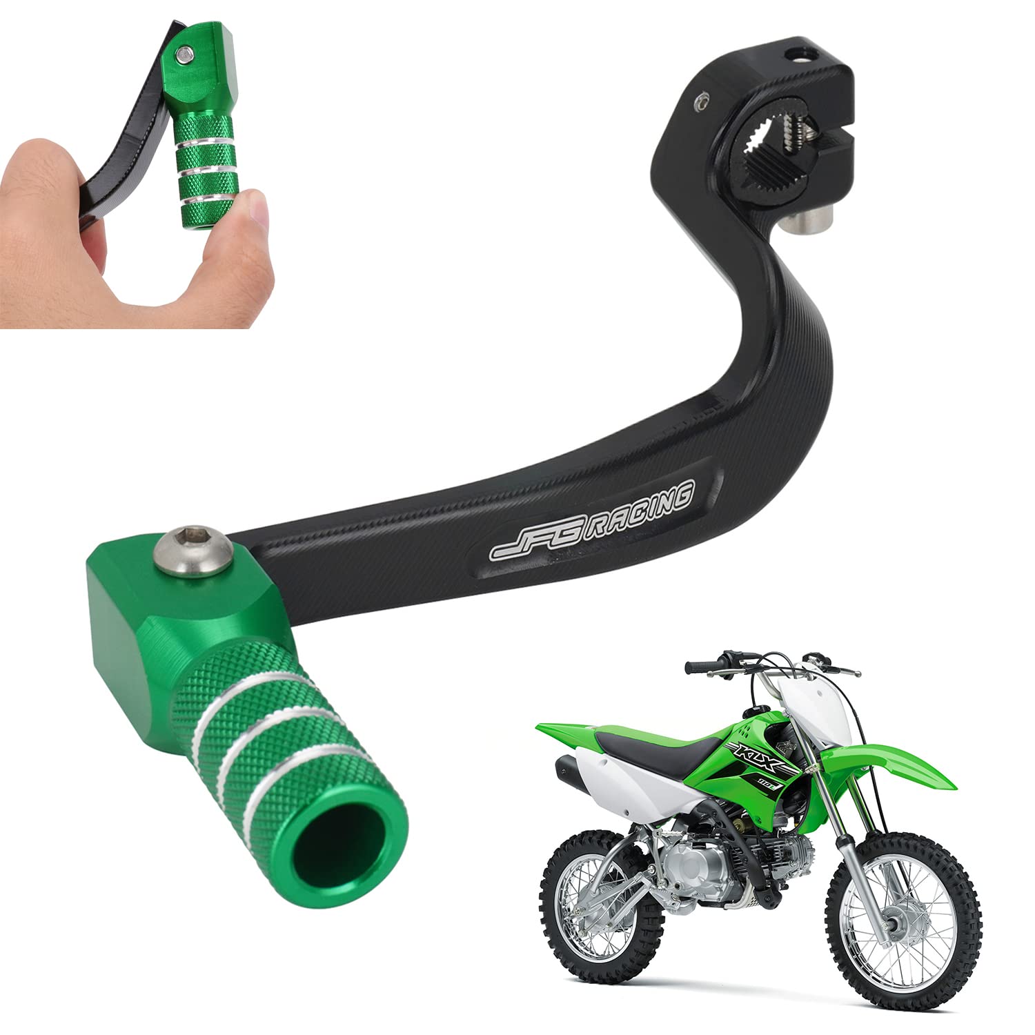 JFG RACING Motorcycle Gear Shifter Shift Lever Folding Tip CNC for CRF 110 CRF110F 2013-2023 TTR 110 08-09 11-21 Black