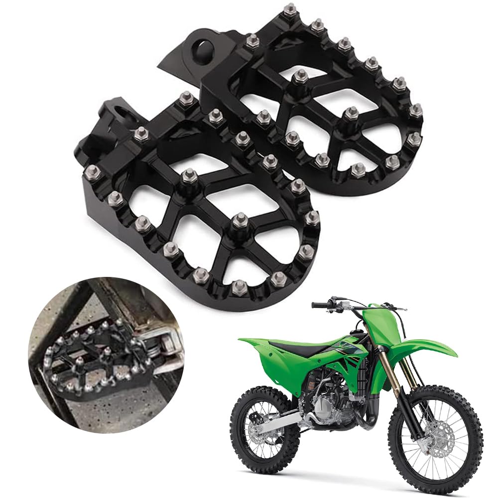 AnXin Dirt Bike Foot Pegs Motorcycle Footpegs Foot Pedals Rests CNC for KLX 110 KLX110 2002-2023 KLX110L 2010-2023 KX60 1998-2003 Pit Bike Black