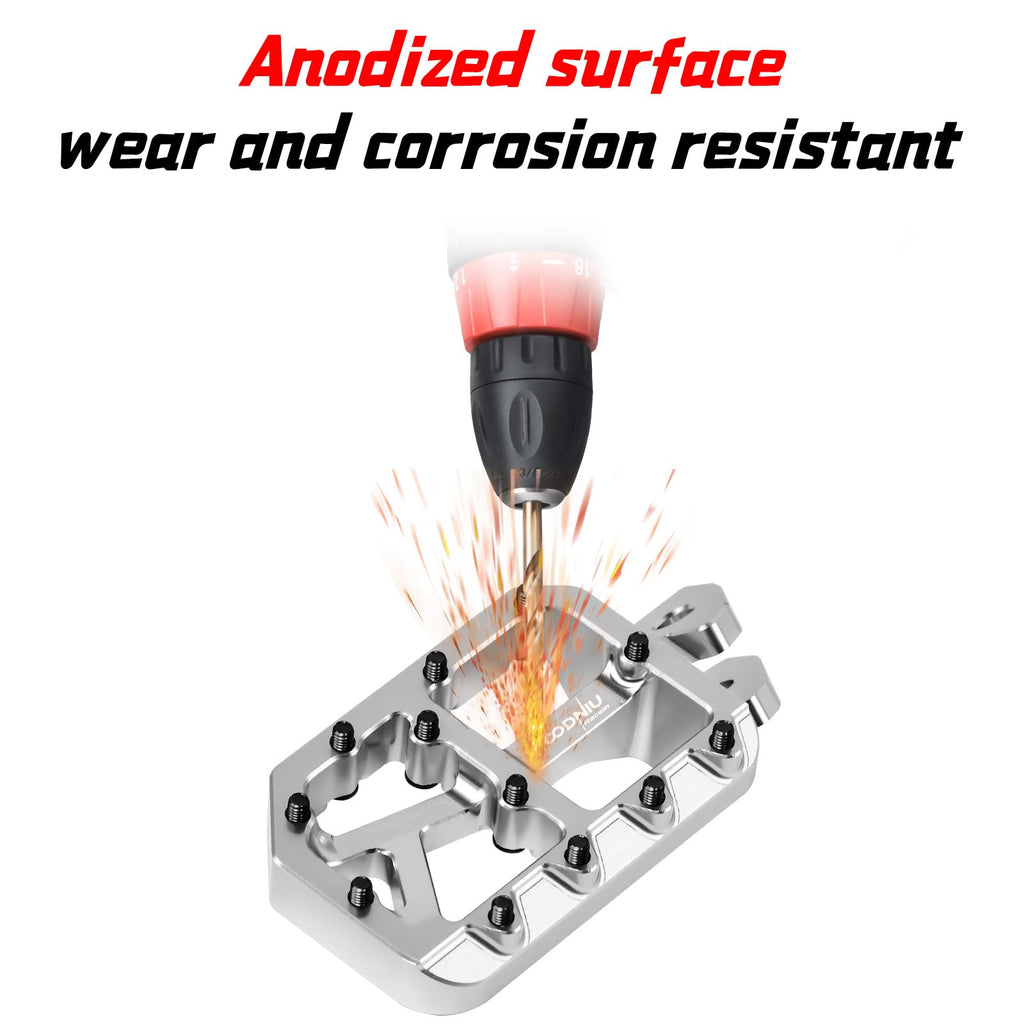 Dirt Bike Foot Pegs for Ebike Surron Light Bee X S, Color Prickly Peg,Motorcycle Aluminum Alloy Pedal for Segway X160 X260/Talaria X3 X4/E Ride PRO SS,Black Body with Dazzling Spikes