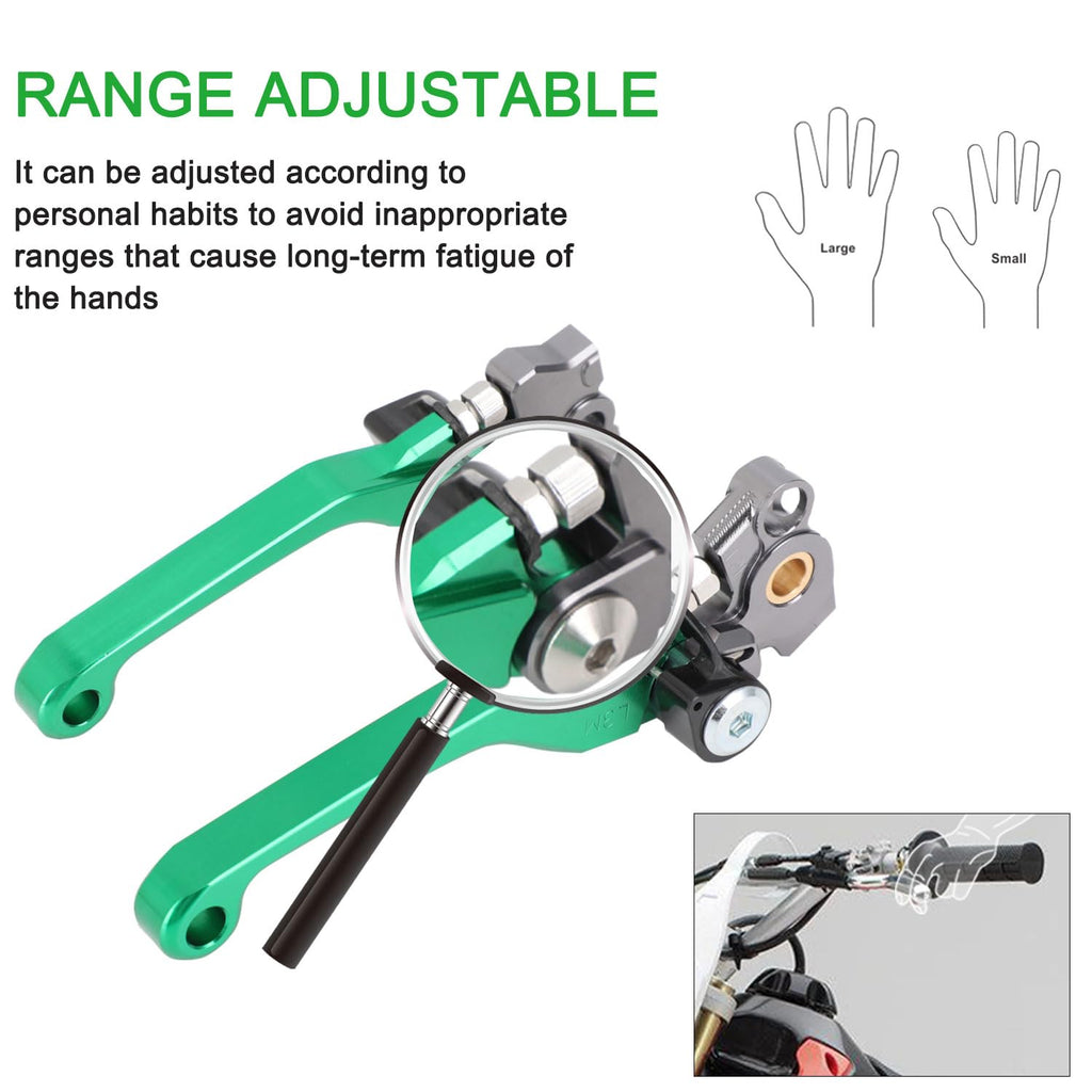 Brake Clutch Levers for KLX 110 KLX110 2002-2025 KLX110L 2010-2025 Dirt Pit Bike Adjustable CNC Lever Pivot Set Secure Vibrant Anodized Green