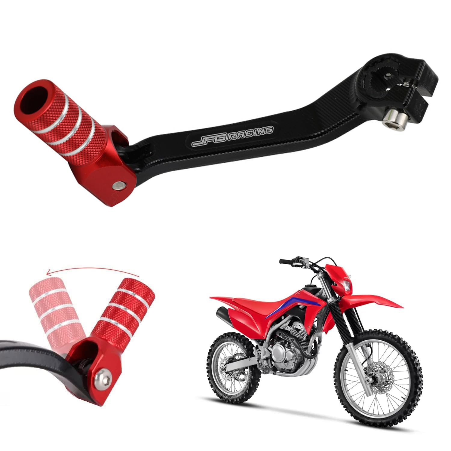 JFG RACING Motorcycle Gear Shifter Shift Lever Folding Tip CNC for CRF 110 CRF110F 2013-2023 TTR 110 08-09 11-21 Black