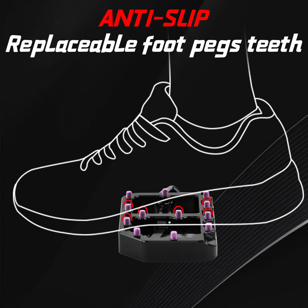 Dirt Bike Foot Pegs for Ebike Surron Light Bee X S, Color Prickly Peg,Motorcycle Aluminum Alloy Pedal for Segway X160 X260/Talaria X3 X4/E Ride PRO SS,Black Body with Dazzling Spikes