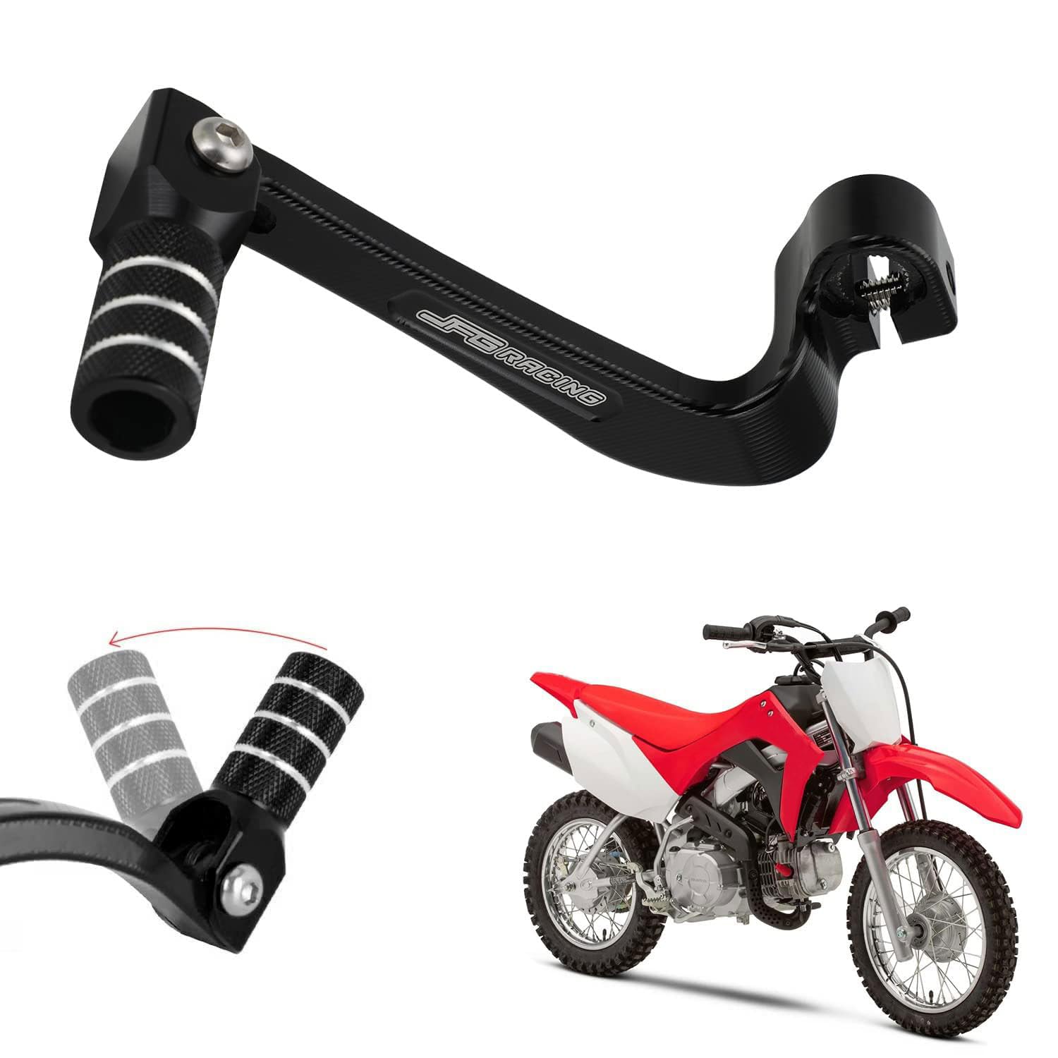 JFG RACING Motorcycle Gear Shifter Shift Lever Folding Tip CNC for CRF 110 CRF110F 2013-2023 TTR 110 08-09 11-21 Black