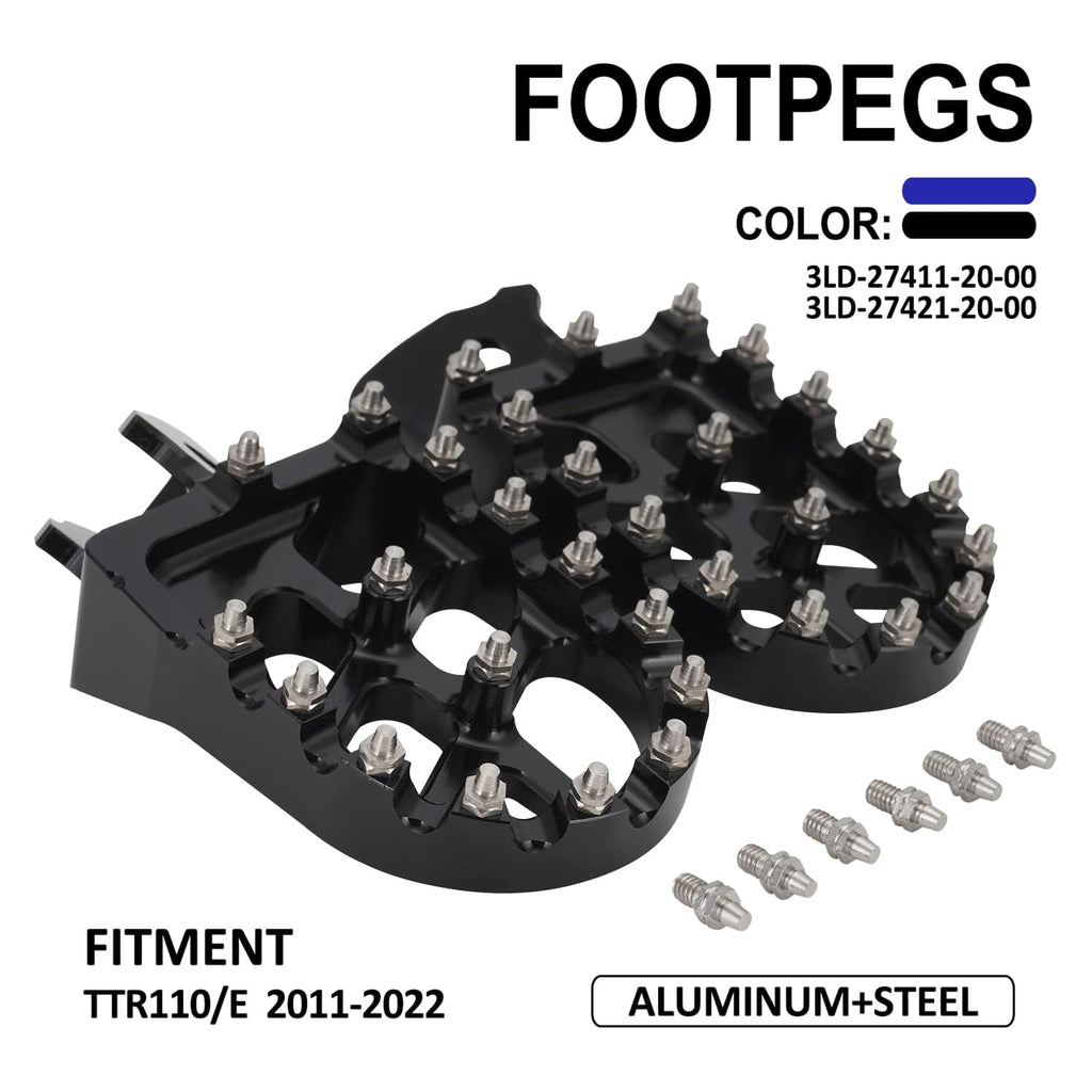 AnXin Dirt Bike Foot Pegs Motorcycle Footpegs Foot Pedals Rests CNC for TTR 110 TTR110 TTR 110E TTR110E 2011-2023 Pit Bike Blue
