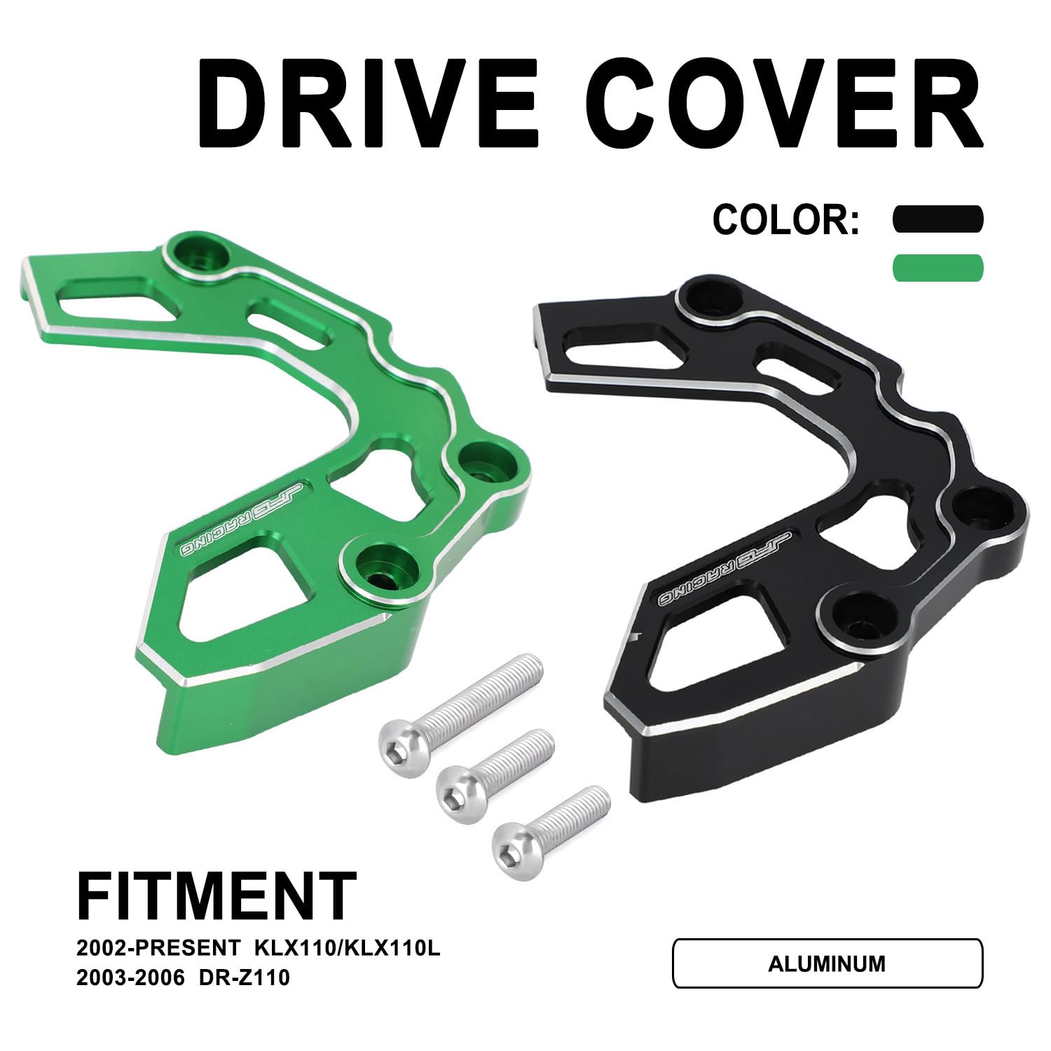 JFG RACING Dirt Bike Sprocket Guard Chain Cover Case Saver Guard Protection CNC for KLX 110 KLX110 KLX110L KLX110R 2002-2023 DRZ110 2003-2006 Black