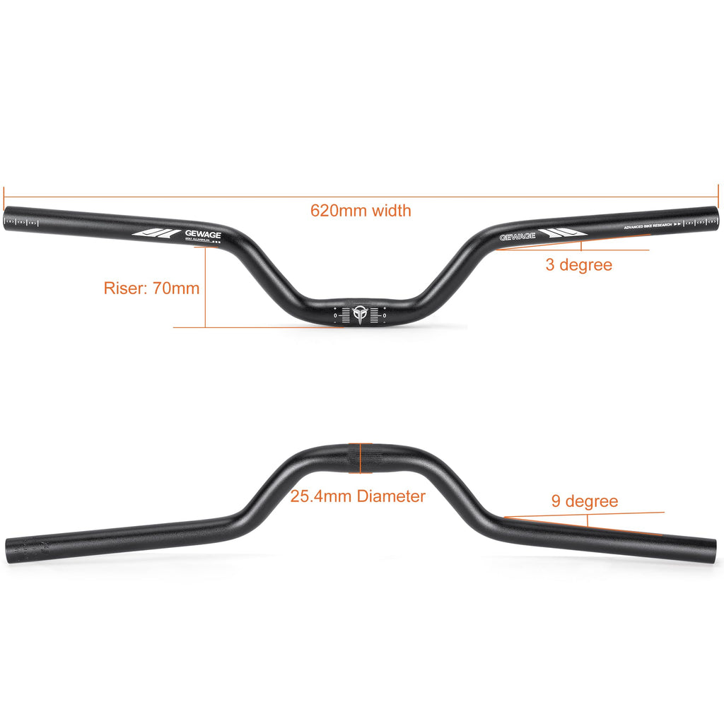 31.8 Bike Handlebar - 25mm, 55mm, 70mm, 90mm,120mm Riser Handlebar - 780mm Aluminium Alloy Mountain Bike Bicycle Handlebars (31.8-120mm Rise)