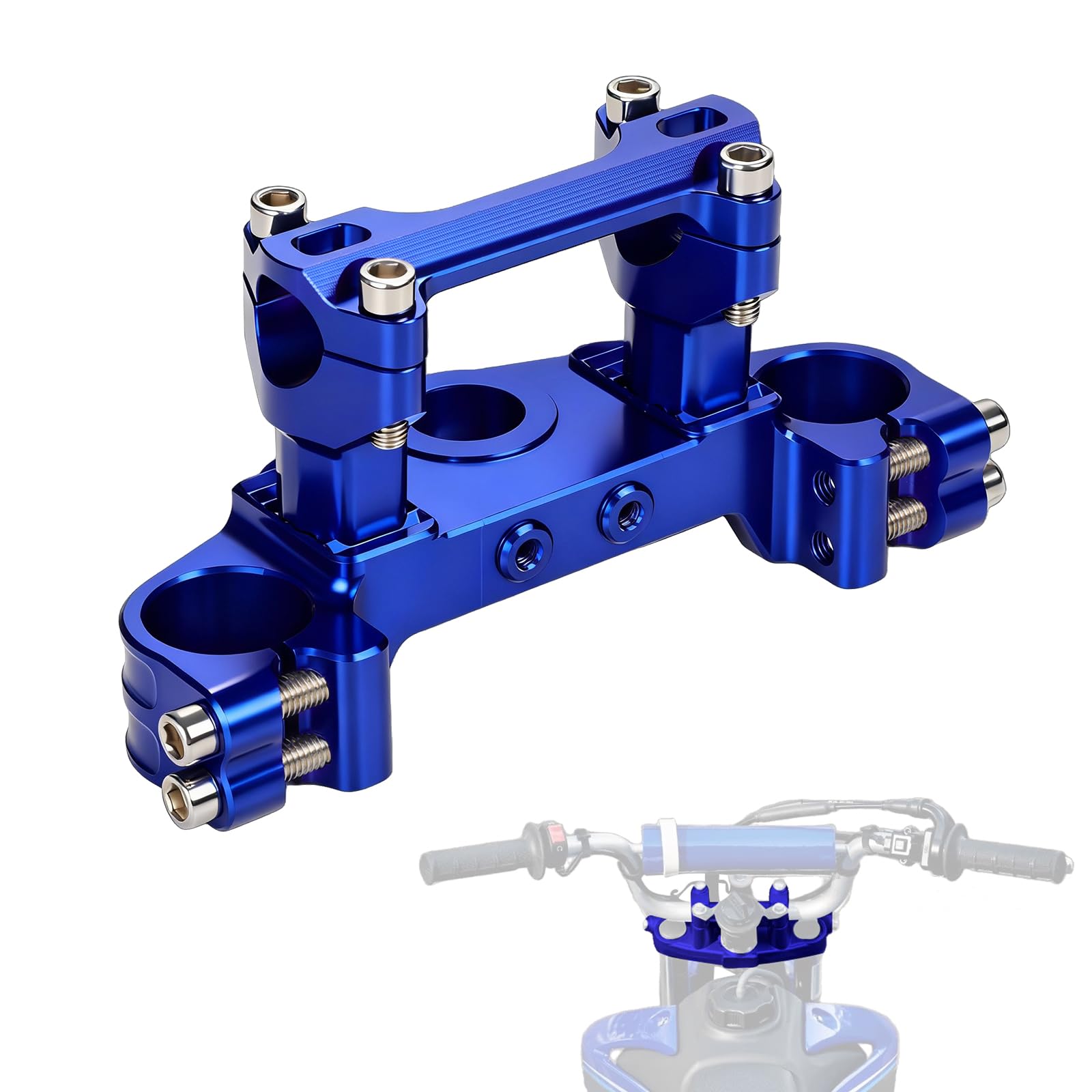 Triple Clamp with Risers Set for TTR 110 TTR110E TTR 110E 2008-2025, CNC Machined Aluminum Alloy | Handlebar Riser | Hard-Anodized | Direct Fit | Easy Installation Black