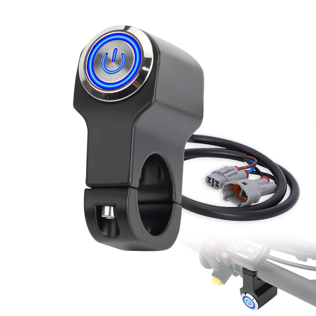 Sur Ron Headlight Switch, Plug & Play Motorcycle Light On/Off Switch Compatible with Surron Light Bee X/S, Segway X160/X260, Talaria Sting MX3 – Aluminum Alloy, Blue Halo LED