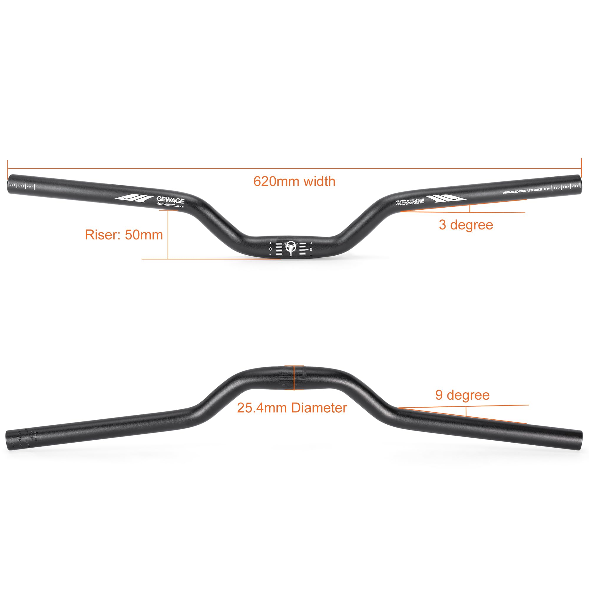31.8 Bike Handlebar - 25mm, 55mm, 70mm, 90mm,120mm Riser Handlebar - 780mm Aluminium Alloy Mountain Bike Bicycle Handlebars (31.8-120mm Rise)