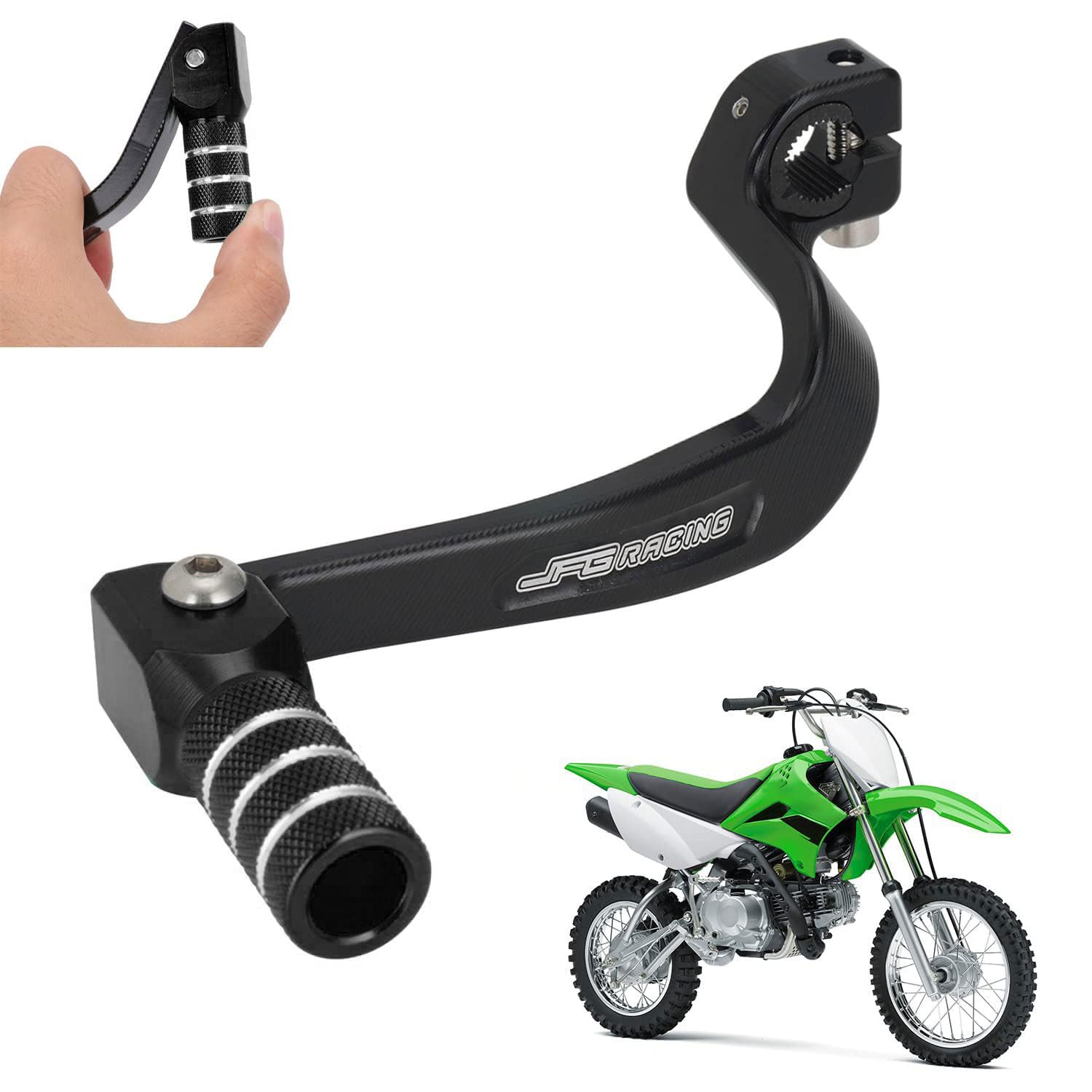 JFG RACING Motorcycle Gear Shifter Shift Lever Folding Tip CNC for CRF 110 CRF110F 2013-2023 TTR 110 08-09 11-21 Black