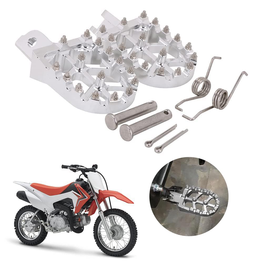 AnXin Dirt Bike Foot Pegs Motorcycle Footpegs Foot Pedals Rests CNC For CRF 110 CRF110F 2013-2022 CRF125F 2014-2023 Dirt Pit Bike Silver