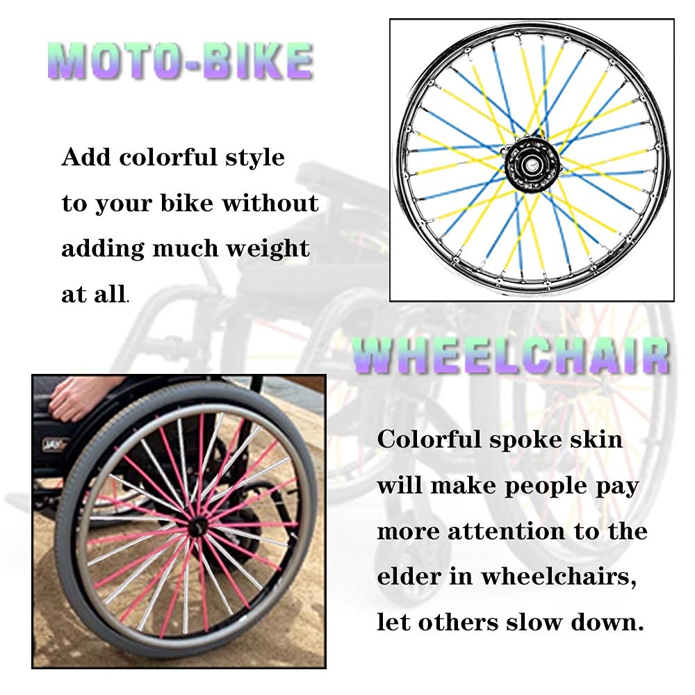 Worldmotop 72Pcs Dirt Bike Spoke Covers Wheel Spoke Wraps Wheel Rim Spoke Skins Universal Replacement for Yamaha Honda BMW Suzuki Kawasaki(green)