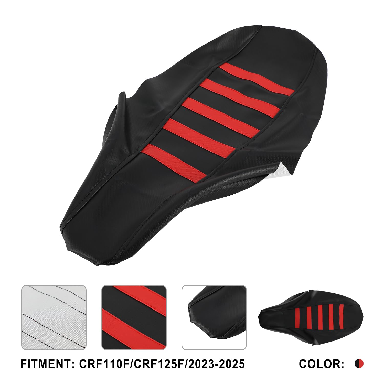 Ribbed Dirt Bike Seat Cover Gripper Soft for CRF 110 125F CRF110F CRF125F 2023 2024 2025 Pit Bike Non-Slip Surface Protector Black