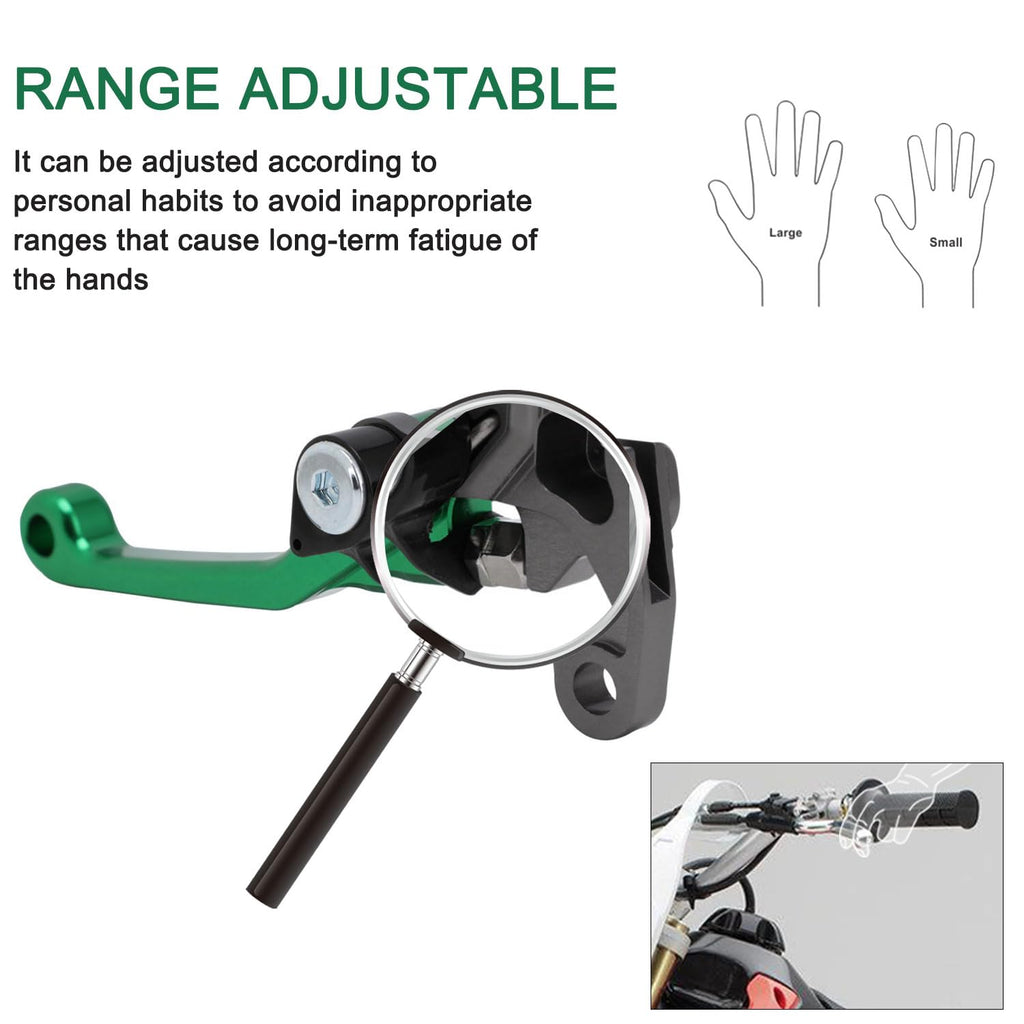 Brake Clutch Levers for KLX 110 KLX110 2002-2025 KLX110L 2010-2025 Dirt Pit Bike Adjustable CNC Lever Pivot Set Secure Vibrant Anodized Green
