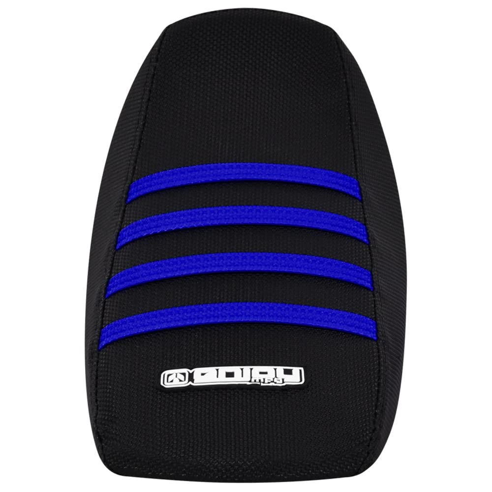 Enjoy MFG Ribbed Seat Cover - Compatible with Surron Light Bee MX &xE-Bike #349 (All Black w/Blue Ribs)