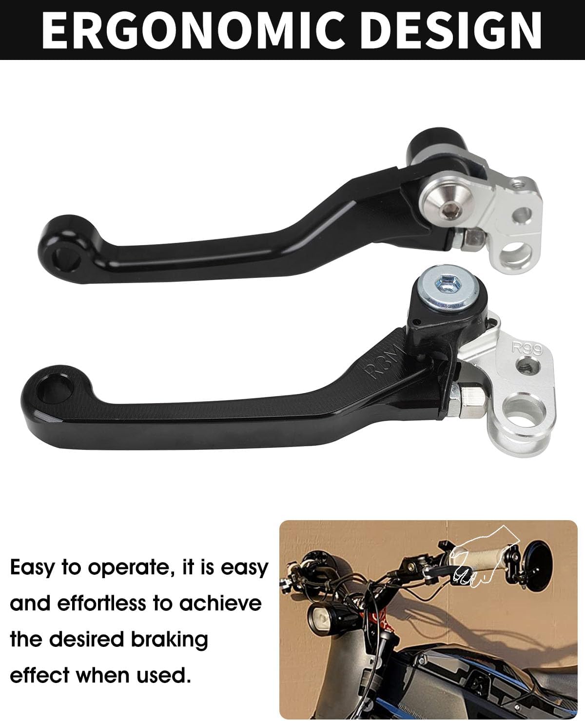JFG RACING Brake Levers for Surron Light Bee,CNC Adjustable Foldable Handle Brake Levers Replacement for Dirt Bike Surron Light Bee X and S/X160/X260-Black