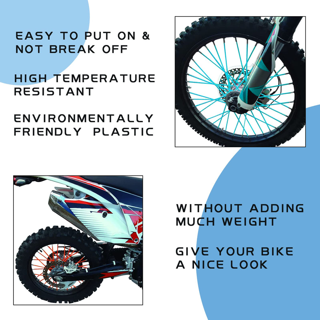 Worldmotop 72Pcs Dirt Bike Spoke Covers Wheel Spoke Wraps Wheel Rim Spoke Skins Universal Replacement for Yamaha Honda BMW Suzuki Kawasaki(green)