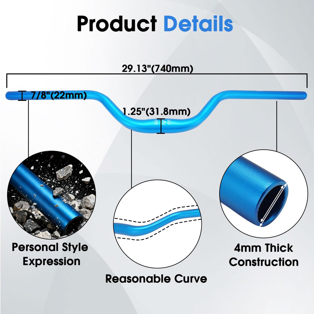 Motorcycle Heighten Handlebar 7/8" 22mm Handle Bar 4MM Thickness CNC for Surron Sur Ron LBX Talaria Sting MX3/R MX4 Talaria XXX E-Ride Pro SR S SS 2.0 3.0 Ventus One Rawrr Mantis Blue