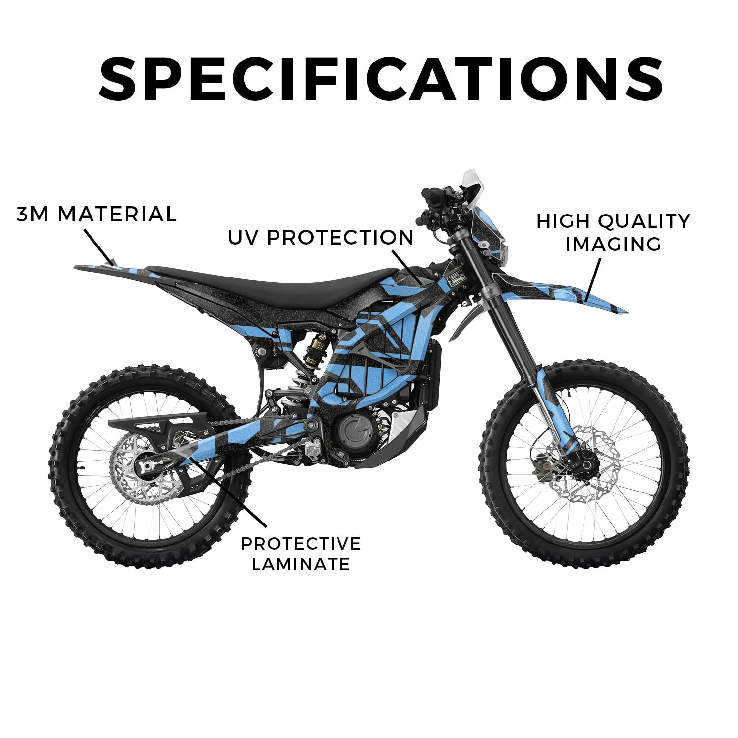 Glossy Glitter Surron Ultra Bee Graphics Kit Wrap - Blue Hex Parts - Sur-Ron Skin - Premium 3M Vinyl Protective Wrap Decal Cover - Easy to Apply | Crafted in The USA by MightySkins