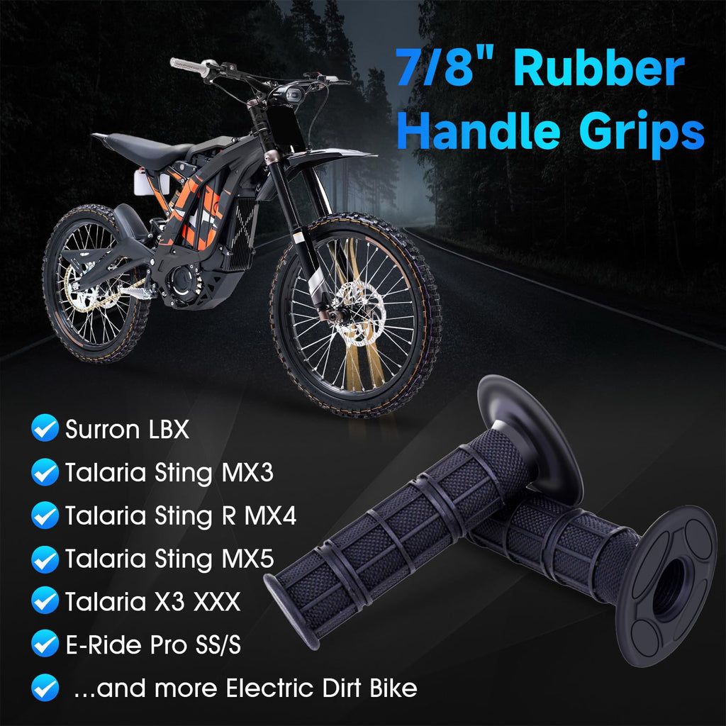 Sur Ron Handlebar Grips, 7/8" Rubber Handle Grips Universal for Surron LBX Talaria Sting R MX3/R MX4 Talaria X3 XXX E-Ride Pro SS/S Electric Dirt Bike