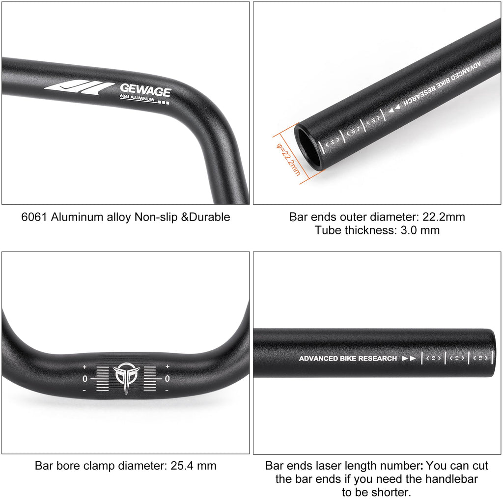 31.8 Bike Handlebar - 25mm, 55mm, 70mm, 90mm,120mm Riser Handlebar - 780mm Aluminium Alloy Mountain Bike Bicycle Handlebars (31.8-120mm Rise)