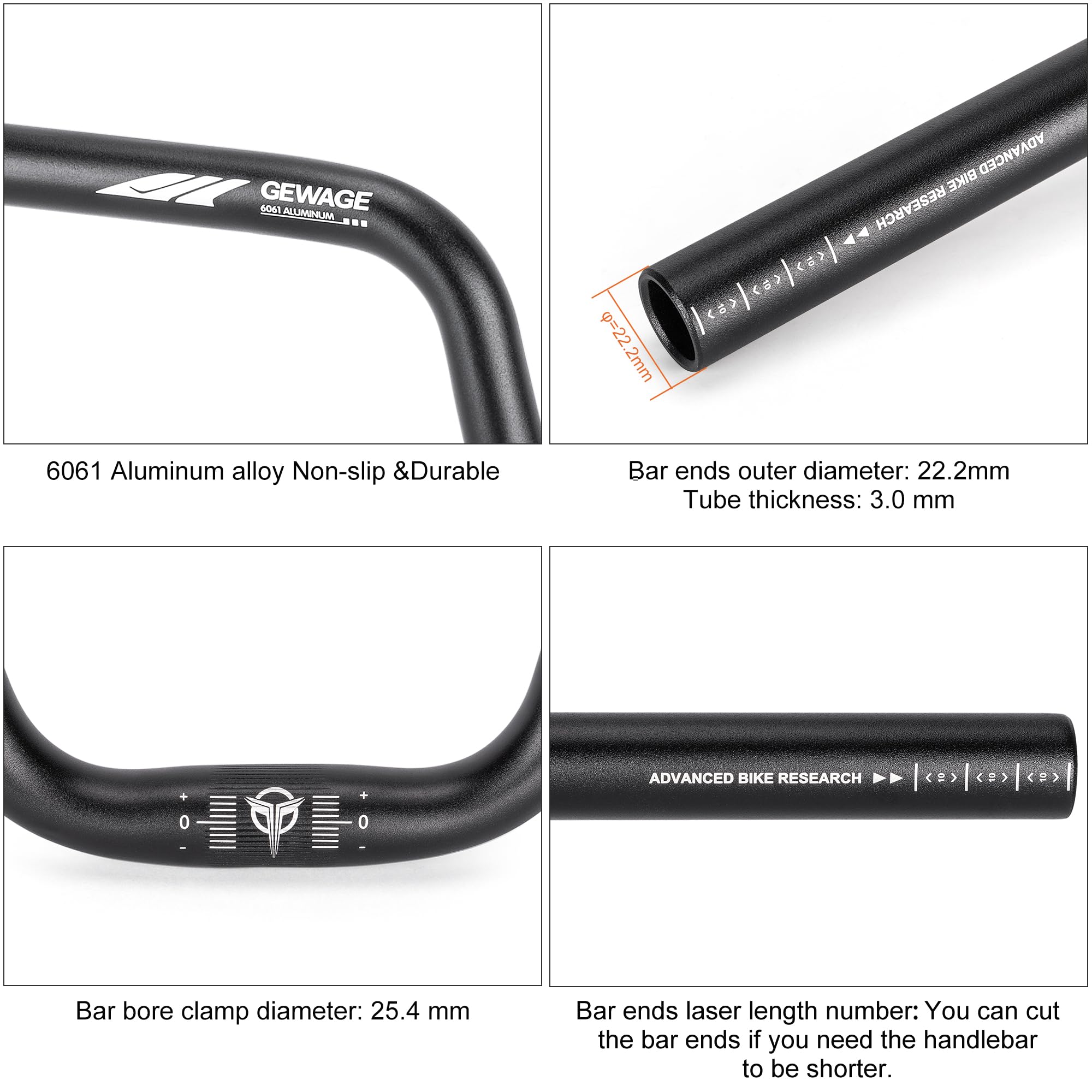 31.8 Bike Handlebar - 25mm, 55mm, 70mm, 90mm,120mm Riser Handlebar - 780mm Aluminium Alloy Mountain Bike Bicycle Handlebars (31.8-120mm Rise)