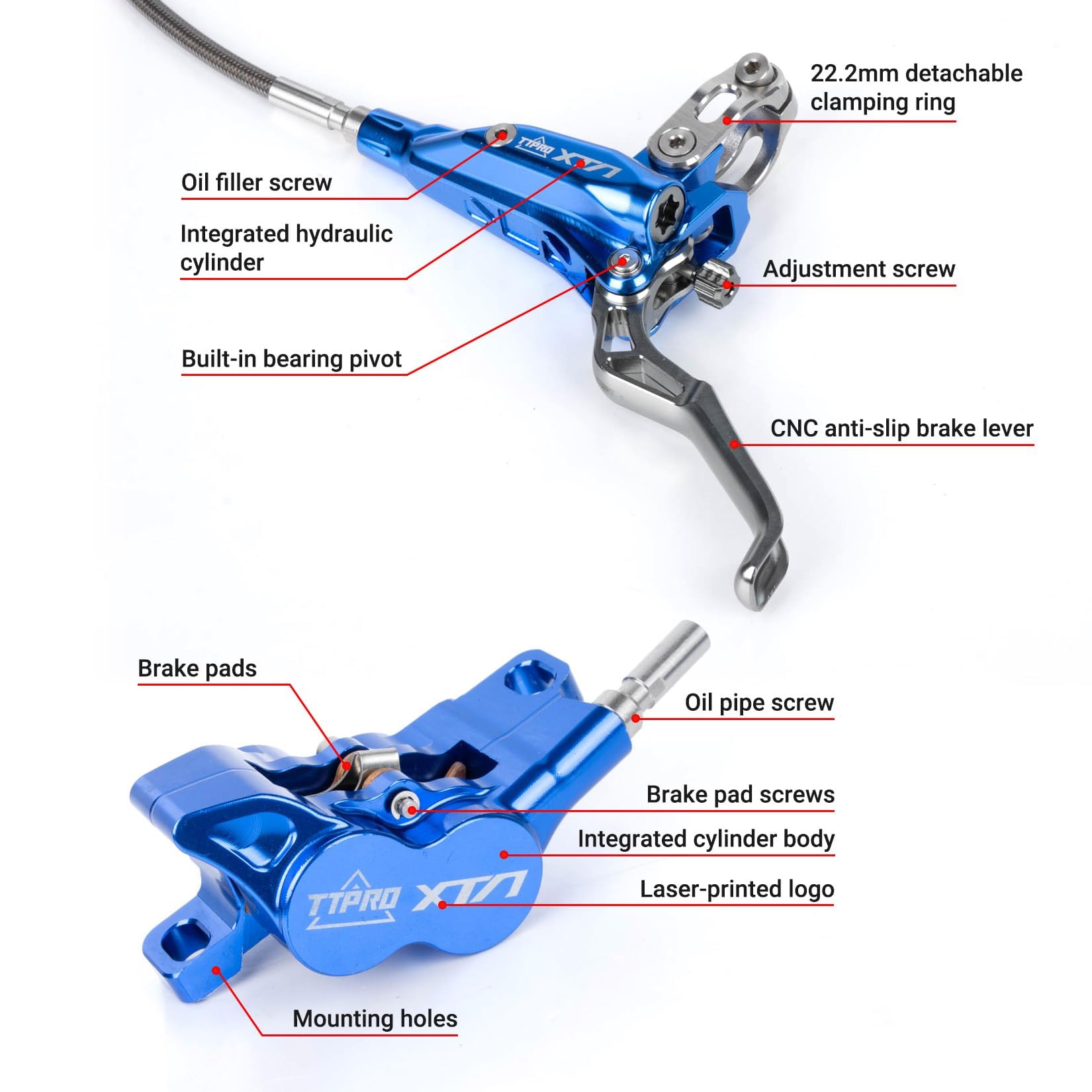 Front Rear Brake Kit for Sur-Ron, PSLER Upgraded Front Rear Brake Kit for Sur Ron Light Bee X Segway X160 X260 for Talaria XXX for Talaria Sting MX3 R MX4 for 79Bike Falcon M/E Ride Pro SS (Purple)