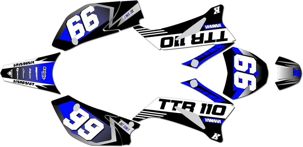 Graphics Kit for Yamaha TTR110 (2008-2023) Turbo Series Blue Yellow Holographic 16 Mil-Dirt Pit Bike Motorcycle Stickers,Dirtbike Racing Decal no Plastics