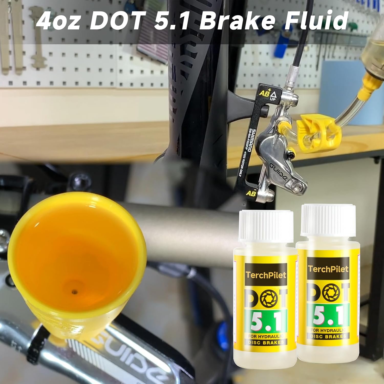 Bicycle DOT 5.1 Brake Fluid High Performance DOT Oil for SRAM/Hayes/Hope/Formula Hydraulic Disc Brakes,120ml/4oz