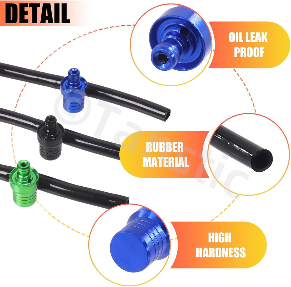 Tanstic 6Pcs Universal Tank Gas Fuel Cap Valve Vent Breather Hose Tube, Aluminum, Plastic, Multicolor, 12x70mm, 6pcs, Compatible with 50cc-125cc Motorcycle, XR, CRF, RM, KX, SSR, Dirt, Pit Bike, ATV