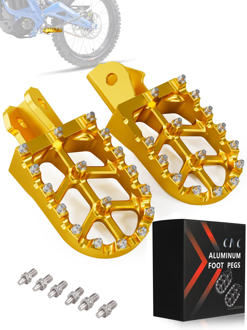 JFG RACING Dirt Bike Foot Pegs,7075 Aluminum CNC Pedals Rests for Surron Light Bee X and S/E Ride Pro SS/CRF150F CRF230F 03-19/CRF250F 19-24/XR150L 15-24/KDX200 83-94-Red