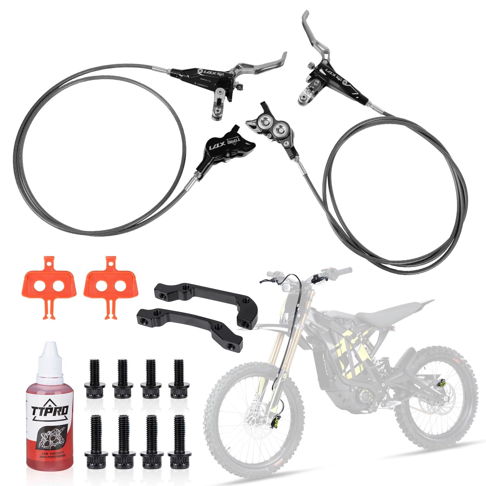 Front Rear Brake Kit for Sur-Ron, PSLER Upgraded Front Rear Brake Kit for Sur Ron Light Bee X Segway X160 X260 for Talaria XXX for Talaria Sting MX3 R MX4 for 79Bike Falcon M/E Ride Pro SS (Purple)