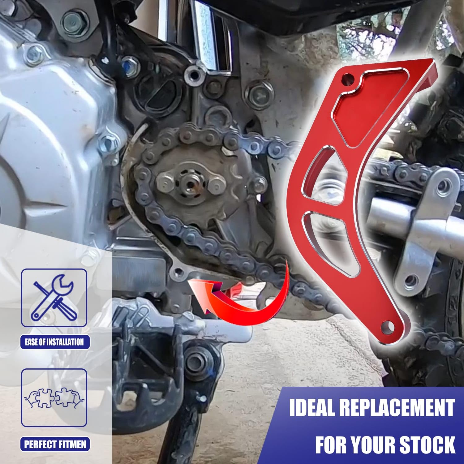 Canitu Red Front Sprocket Cover Guard,Motorcycle Aluminum Chain Guard Sprocket Engine Drive Cover Case Saver Protector Engine Case Protection for Honda CRF110 2013-2024
