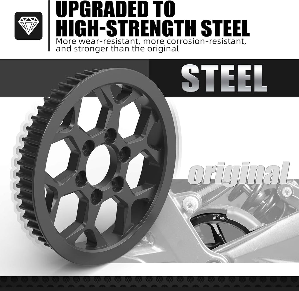 NICECNC Black Secondary Pulley Compatible with Surron Light bee X/S/ L1E Steel Replacement Compatible with Segway X160 X260 See Fitment