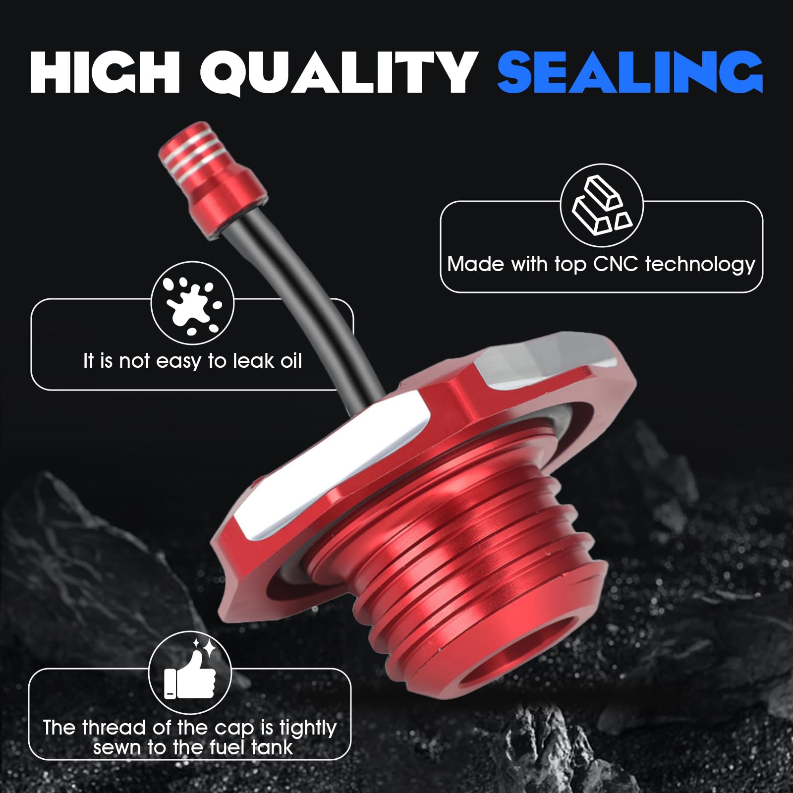 Dirt Bike Gas Fuel Tank Cap Cover with Vent Hose CNC for CRF 110 125F CRF110 CRF125F CRF125FB Big Wheel 2019-2024 Red