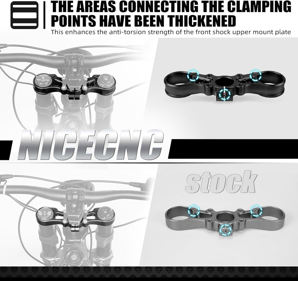 NICECNC Black Upper Triple Clamp Top Link Plate Bracket Compatible with Surron Light bee X/S See Fitment Off-Road Motorcycle Modified Upper Plates