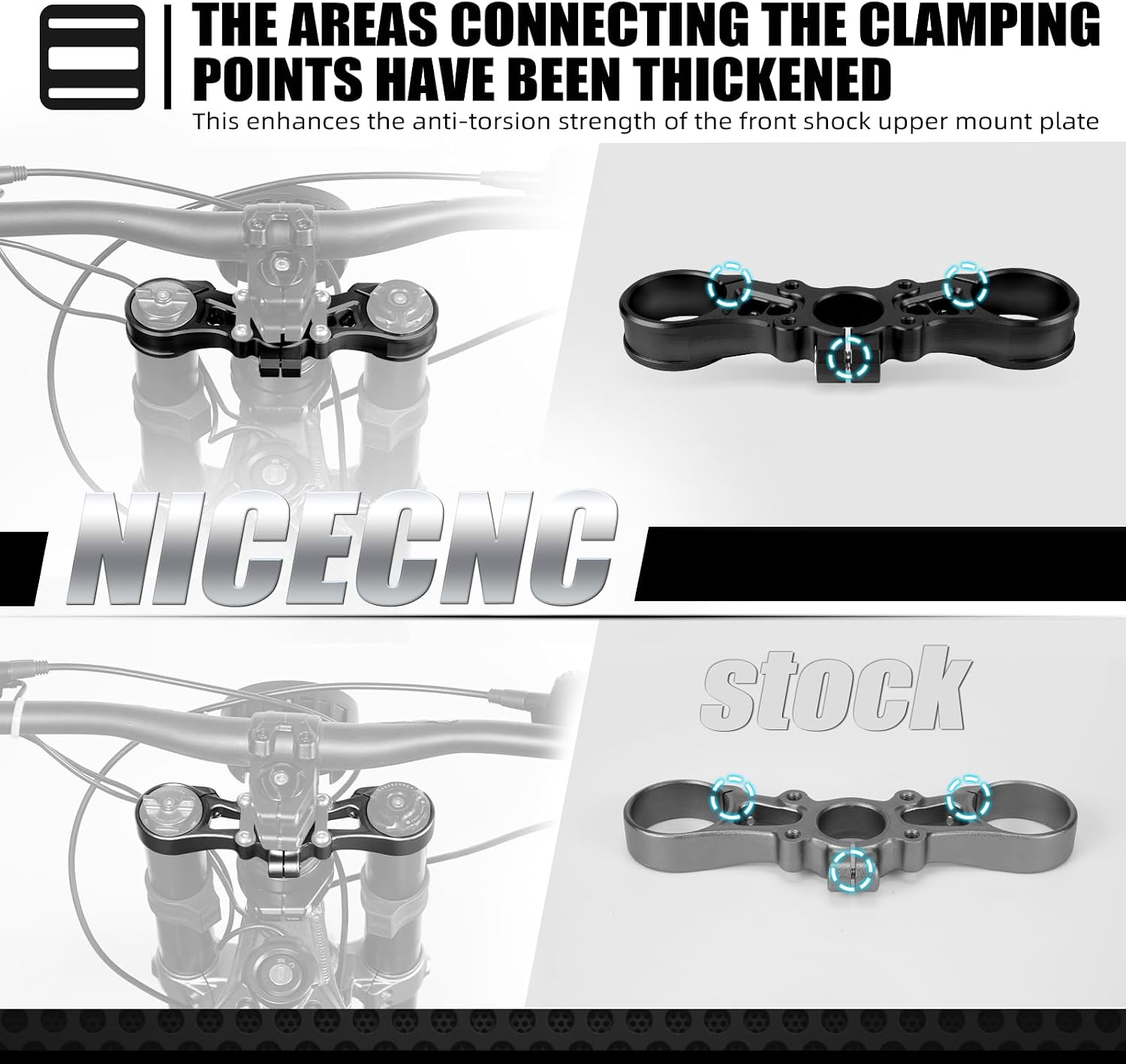 NICECNC Black Upper Triple Clamp Top Link Plate Bracket Compatible with Surron Light bee X/S See Fitment Off-Road Motorcycle Modified Upper Plates