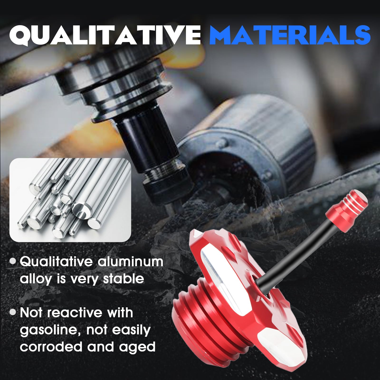 Dirt Bike Gas Fuel Tank Cap Cover with Vent Hose CNC for CRF 110 125F CRF110 CRF125F CRF125FB Big Wheel 2019-2024 Red